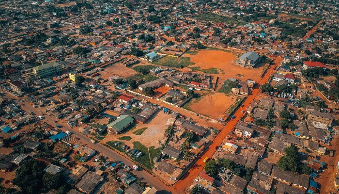 Arial view of a suburb of Accra
